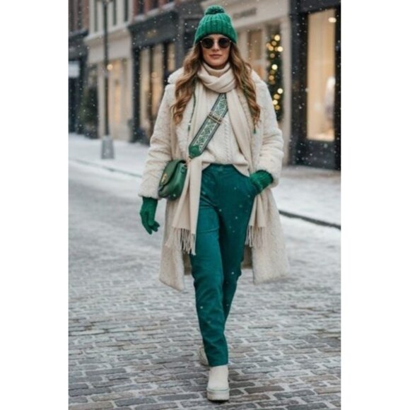 Bushwacker Vintage Teal Genuine Leather Suede High Rise Pants Women's Size 8 - Picture 1 of 16